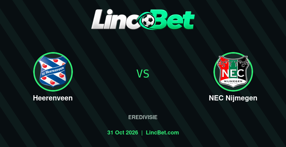 Heerenveen vs NEC Nijmegen Prediction & Betting Tips - Eredivisie, October 31, 2026