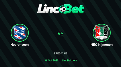 Heerenveen vs NEC Nijmegen Prediction & Betting Tips - Eredivisie, October 31, 2026